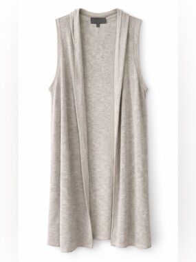 ANTHROPOLOGIE Sunday in Brooklyn Sleeveless Duster Hood Cardigan Beige Knit Sz S